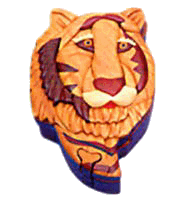 Multi-color wood Intarsia Tiger Head Puzzle Box hand made